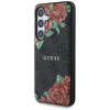 Guess Leather 4G Flowers Print Metal Classic Logo MagSafe Samsung Galaxy S25 dėklas telefonui juodos spalvos
