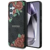 Guess Leather 4G Flowers Print Metal Classic Logo MagSafe Samsung Galaxy S25 dėklas telefonui juodos spalvos