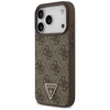 Original dėklas GUESS Leather 4G Triangle Strass MagSafe skirtas Apple iPhone 17 Pro rudos spalvos