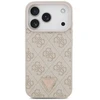 Dėklas Guess Leather 4G Triangle Strass MagSafe do iPhone 18 Pro / 17 Pro rožinė