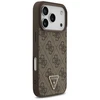 Original dėklas GUESS Leather 4G Triangle Strass MagSafe skirtas Apple iPhone 17 Pro rudos spalvos