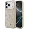 Dėklas Guess Leather 4G Triangle Strass MagSafe do iPhone 18 Pro / 17 Pro rožinė