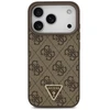 Dėklas Guess Leather 4G Triangle Strass MagSafe do iPhone 18 Pro / 17 Pro ruda