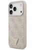 Dėklas Guess Leather 4G Triangle Strass MagSafe do iPhone 18 Pro / 17 Pro rožinė