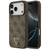 Original dėklas GUESS Leather 4G Triangle Strass MagSafe skirtas Apple iPhone 17 Pro rudos spalvos