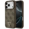 Dėklas Guess Leather 4G Triangle Strass MagSafe do iPhone 18 Pro / 17 Pro ruda