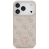 Guess Leather 4G Triangle Strass MagSafe dėklas skirtas Apple iPhone 17 Pro rožinės spalvos