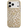 Guess Leopard Glitter MagSafe dėklas skirtas Apple iPhone 17 Pro Max rudos spalvos