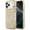 Guess Leopard Glitter MagSafe dėklas skirtas Apple iPhone 17 Pro Max rudos spalvos