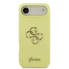 Guess Liquid Silicone 4G Metal Logo dėklas skirtas Apple iPhone 17 Air geltonos spalvos