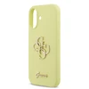Guess Liquid Silicone 4G Metal Logo dėklas skirtas Apple iPhone 17 geltonos spalvos