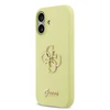 Guess Liquid Silicone 4G Metal Logo dėklas skirtas Apple iPhone 17 geltonos spalvos