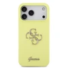 Guess Liquid Silicone 4G Metal Logo dėklas skirtas Apple iPhone 17 Pro Max geltonos spalvos