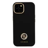 Guess GUHCP15SM4DGPK Apple iPhone 15 / 14 / 13 6.1″juodos spalvos kietas dėklas Silicone Logo Strass 4G