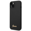 Dėklas Guess Liquid Silicone Metal Logo Case skirtas iPhone 14, juodas
