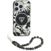Guess Palm Trees Triangle Pearl Strap MagSafe Apple iPhone 16 dėklas telefonui juodos spalvos