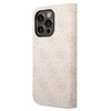 Apple iPhone 14 Pro Max Guess Book 4G Vintage Gold Logo (GUBKP14XHG4SHP) telefono dėklas rožinės spalvos