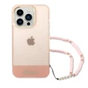 Apple iPhone 14 Pro Max Guess dėklas Translucent Pearl Strap rožinės spalvos