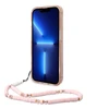 Apple iPhone 14 Pro Max Guess dėklas Translucent Pearl Strap rožinės spalvos