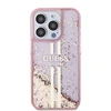 Apple iPhone 15 Pro Guess dėklas Liquid Glitter Gold Stripes (GUHCP15LLFCSEGP) rožinės spalvos