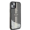 Guess GUHCP15MLFCSEGK Apple iPhone 15 Plus /14 Plus 6.7″ juodos spalvos kietas dėklas Liquid Glitter Gold Stripes