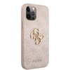 Guess PU 4G metalinis logotipo dėklas, skirtas iPhone 12 Pro Max Rožinė