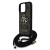 Guess PU 4G Metal Logo Crossbody Strap Apple iPhone 15 Pro Max dėklas telefonui rudos spalvos