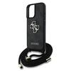 GUESS dėklas skirtas Apple iPhone 16 GUHCP16SP4GMGCRK (CBDY PU 4G Big Logo W/Cord Strap) juodos spalvos