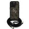 Guess PU 4G Metal Logo Crossbody Strap Apple iPhone 15 Pro Max dėklas telefonui rudos spalvos