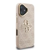 Guess PU 4G Metal Logo Stand Camera Frame dėklas skirtas Apple iPhone 16 rožinės spalvos