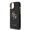 Guess PU 4G Metal Logo Stand Camera Frame dėklas skirtas Apple iPhone 13 juodos spalvos