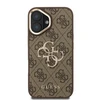 Guess PU 4G Metal Logo Stand Camera Frame dėklas skirtas Apple iPhone 16 rudos spalvos