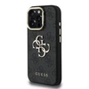 Guess PU 4G Metal Logo Stand Camera Frame dėklas skirtas Apple iPhone 16 Pro juodos spalvos