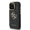 Guess PU 4G Metal Logo Stand Camera Frame dėklas skirtas Apple iPhone 15 Pro Max juodos spalvos