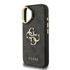 Guess PU 4G Metal Logo Stand Camera Frame dėklas skirtas Apple iPhone 16 juodos spalvos