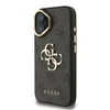 Guess PU 4G Metal Logo Stand Camera Frame dėklas skirtas Apple iPhone 16 juodos spalvos