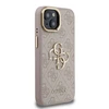 Guess PU 4G Metal Logo Stand Camera Frame dėklas skirtas Apple iPhone 15 rožinės spalvos
