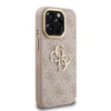 Guess PU 4G Metal Logo Stand Camera Frame dėklas skirtas Apple iPhone 15 Pro Max rožinės spalvos