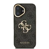 Guess PU 4G Metal Logo Stand Camera Frame dėklas skirtas Apple iPhone 16 juodos spalvos