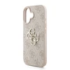Guess PU 4G Metal Logo Strap dėklas skirtas Apple iPhone 16 rožinės spalvos