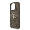 Guess PU 4G Metal Logo Strap dėklas skirtas Apple iPhone 16 Pro Max rudos spalvos