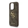 Guess PU 4G Metal Logo Strap dėklas skirtas Apple iPhone 15 Pro Max rudos spalvos