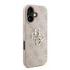 Guess PU 4G Metal Logo Strap dėklas skirtas Apple iPhone 16 rožinės spalvos