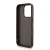 Guess PU 4G Metal Logo Strap dėklas skirtas Apple iPhone 16 Pro rudos spalvos