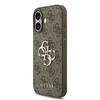 Dėklas „Guess“ PU 4G metalinis logotipo dirželis, skirtas „Apple iPhone 17“ rudos spalvos