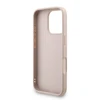 Guess PU 4G Metal Logo Strap dėklas skirtas Apple iPhone 16 Pro rožinės spalvos