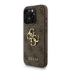 Guess PU 4G Metal Logo Strap dėklas skirtas Apple iPhone 15 Pro rudos spalvos