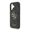 Guess PU 4G Metal Logo Strap dėklas skirtas Apple iPhone 16 juodos spalvos
