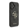 Guess PU 4G Metal Logo Strap dėklas skirtas Apple iPhone 16 juodos spalvos