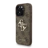 Guess PU 4G Metal Logo Strap dėklas skirtas Apple iPhone 16 Pro rudos spalvos